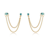 Double Piercing Chain Dangle Earrings