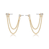 Double Piercing Chain Dangle Earrings
