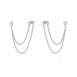Double Piercing Chain Dangle Earrings