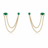 Double Piercing Chain Dangle Earrings
