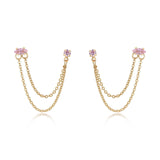 Double Piercing Chain Dangle Earrings