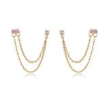 Double Piercing Chain Dangle Earrings