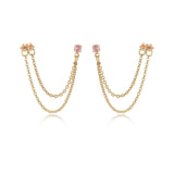 Double Piercing Chain Dangle Earrings