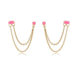 Double Piercing Chain Dangle Earrings