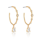 Delicate Crystal Charm Hoop Earrings
