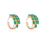 Multi-Crystal Huggie Hoop Earrings