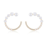 Chic Pearl And Crystal Open Circle Earrings