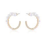 Chic Pearl And Crystal Open Circle Earrings