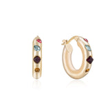 Lively Rainbow Crystal Hoop Earrings