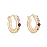 Lively Rainbow Crystal Hoop Earrings
