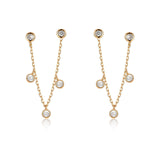 Double Piercing Multi-Crystal Dangle Earrings