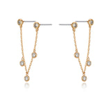 Double Piercing Multi-Crystal Dangle Earrings