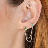 Double Piercing Chain Dangle Earrings