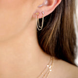 Double Piercing Chain Dangle Earrings