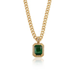 Emerald Stone Pendant Link Necklace