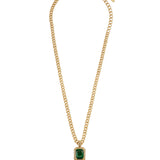 Emerald Stone Pendant Link Necklace