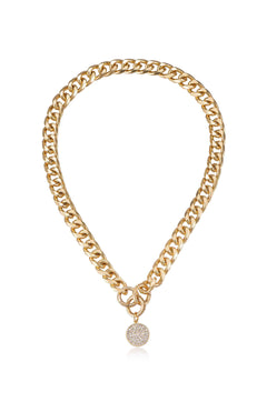 Crystal Disc Charm and Chain Necklace
