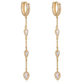 Bezel Crystal Huggie Dangle Earrings