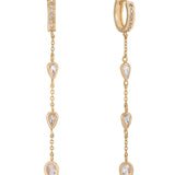 Bezel Crystal Huggie Dangle Earrings