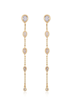 Dainty Bezel Crystal Dangle Earrings