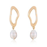 Open Circle Freshwater Pearl Earrings
