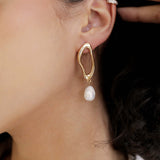 Open Circle Freshwater Pearl Earrings