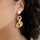 Liquid Gold Pearl Drop Earrings