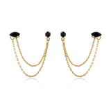 Double Piercing Chain Dangle Earrings