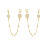 Double Piercing Chain Drop Earrings