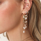 Bezel Crystal Huggie Dangle Earrings