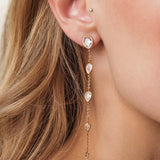 Dainty Bezel Crystal Dangle Earrings