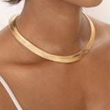 Snake Smooth Herringbone Chain Necklace