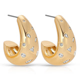 Bezel Crystal Dotted Hoop Earrings