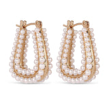 Soft Curve Pearl Lined Hoop Earrings