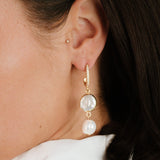 Dangling Freshwater Pearl Huggie Hoop Earrings