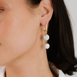 Dangling Freshwater Pearl Huggie Hoop Earrings