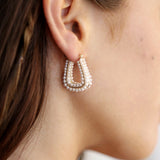 Soft Curve Pearl Lined Hoop Earrings