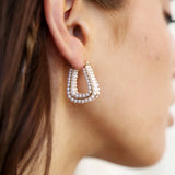 Soft Curve Pearl Lined Hoop Earrings