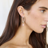 Open Circle Freshwater Pearl Earrings
