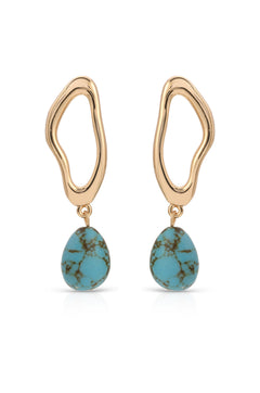 Open Circle Turquoise Dangle Earrings