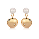 Small Pebble and Pearl Dangle Earrings