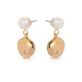 Small Pebble and Pearl Dangle Earrings