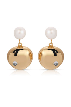 Large Pebble and Pearl Dangle Earrings