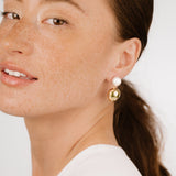 Large Pebble and Pearl Dangle Earrings