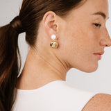 Large Pebble and Pearl Dangle Earrings