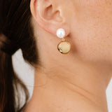 Large Pebble and Pearl Dangle Earrings