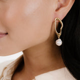 Open Circle Freshwater Pearl Earrings