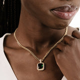 Emerald Stone Pendant Link Necklace