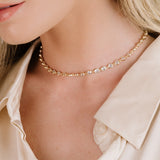Crystal Disc and Link Necklace
