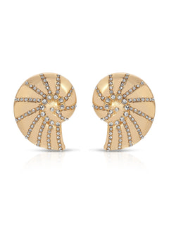 Crystal Studded Nautilus Shell Earrings